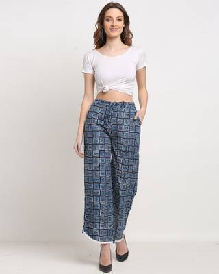 Rajnandini Blue printed cotton trousers 5