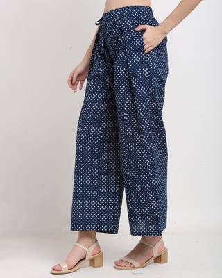 Blue printed cotton trousers 3