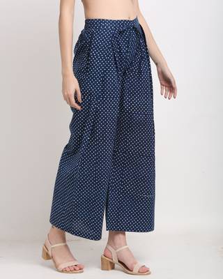 Blue printed cotton trousers 4