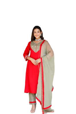  Red Kurti duptta 1