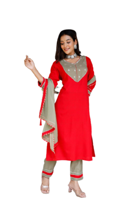  Red Kurti duptta 3