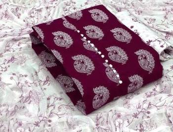 VredeVogel Purple Cotton slub printed Unstiched Dress Materials 1