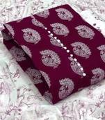 VredeVogel Purple Cotton slub printed Unstiched Dress Materials