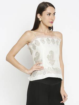 Off-white printed polyester tunics 3