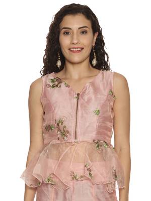 Pink embroidered polyester tunics 1