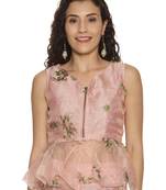 Pink embroidered polyester tunics