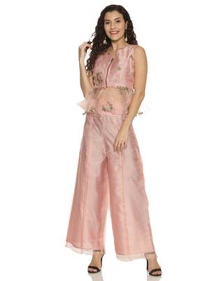 Pink embroidered polyester tunics 4