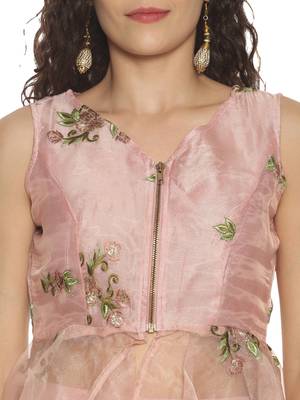 Pink embroidered polyester tunics 5
