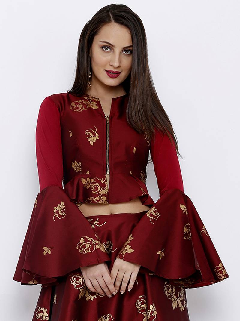 Maroon plain polyester tunics