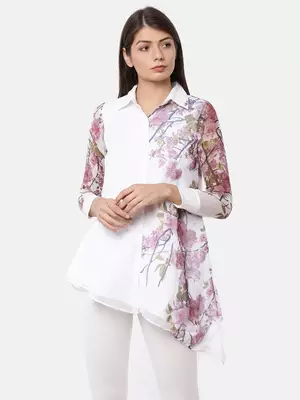 White printed georgette tunics 1