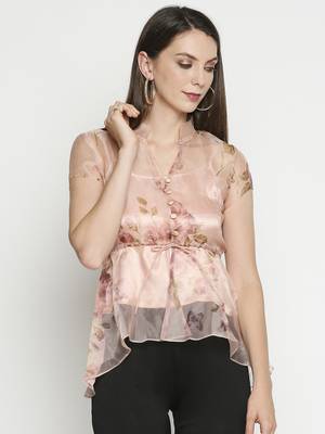 Pink printed polyester tunics 1