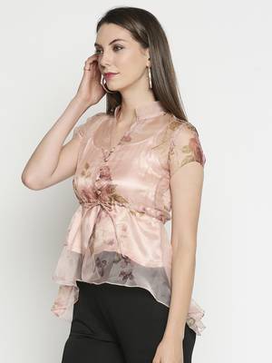 Pink printed polyester tunics 2