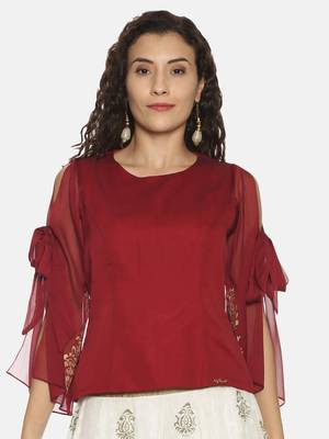 Maroon plain polyester tunics 1
