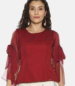 Maroon plain polyester tunics