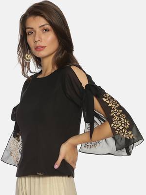 Black plain polyester tunics 2