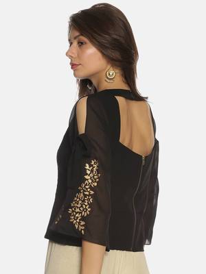 Black plain polyester tunics 3