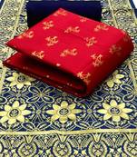  Red Banarasi silk Unstitched dress material