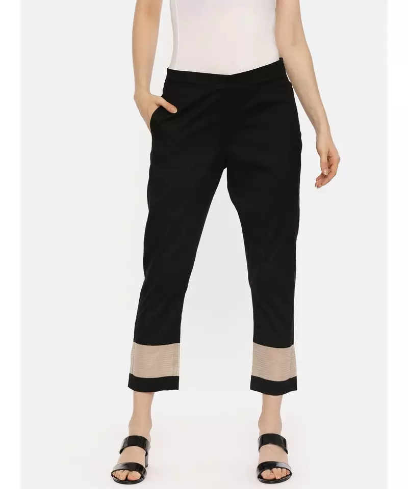 Black Tappered Silk Pants