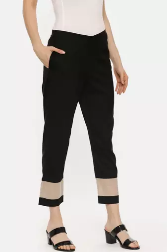 Black Tappered Silk Pants