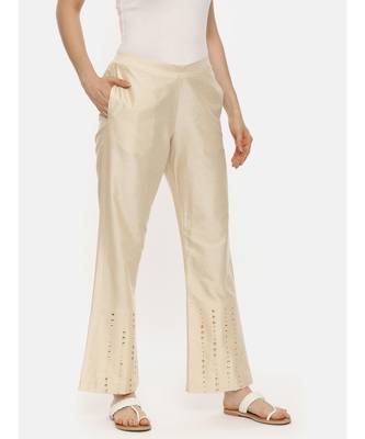 Beige Silk Embroidered Pant 3