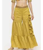 Mustard Silk Layered Palazo Pant