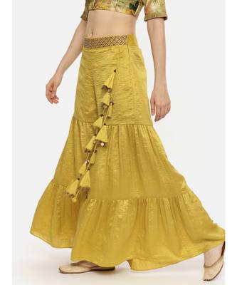 Mustard Silk Layered Palazo Pant 2