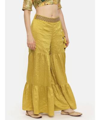 Mustard Silk Layered Palazo Pant 3