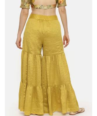 Mustard Silk Layered Palazo Pant 4