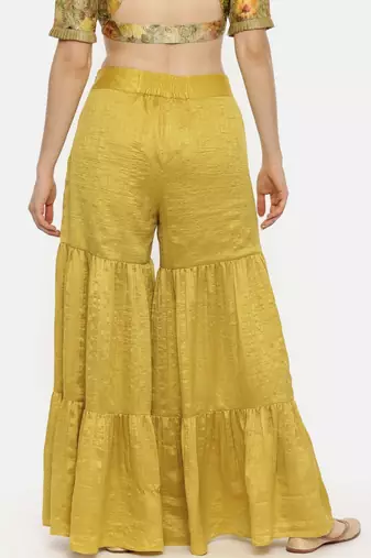 Mustard Silk Layered Palazo Pant