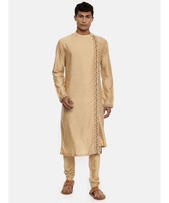 Gold Silk Embroidered Kurta 1