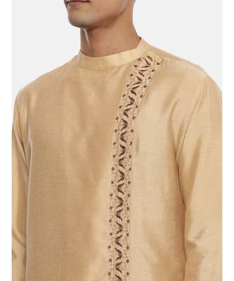 Gold Silk Embroidered Kurta 2