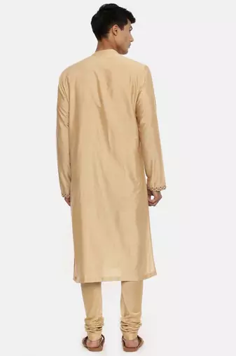 Gold Silk Embroidered Kurta