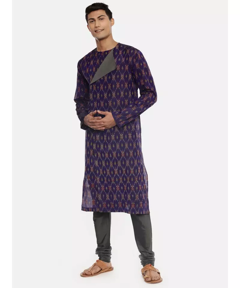 Ikat Silk Purple Kurta