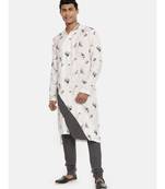 White Grey Linen Kurta