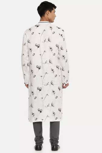 White Grey Linen Kurta