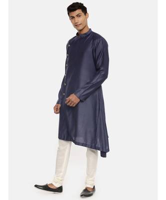 Royal Blue Silk Satin Kurta 3