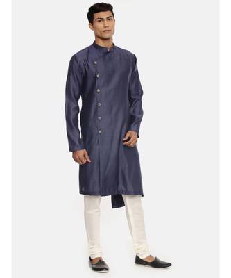 Royal Blue Silk Satin Kurta 4
