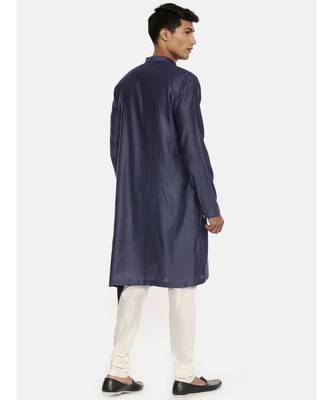 Royal Blue Silk Satin Kurta 5
