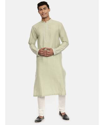 Green Embroidered Silk Kurta 1