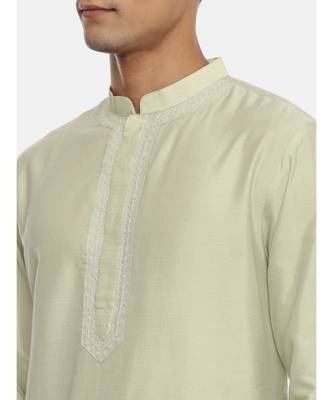 Green Embroidered Silk Kurta 2