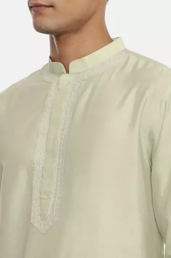 Green Embroidered Silk Kurta