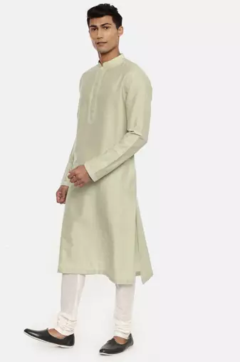 Green Embroidered Silk Kurta