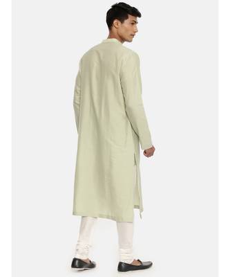 Green Embroidered Silk Kurta 5