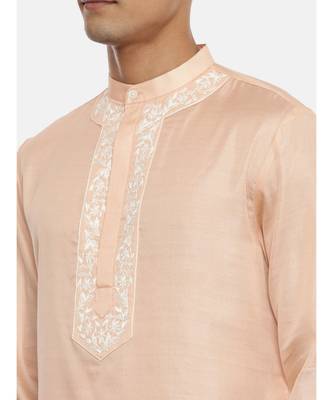 Pink Satin Silk Embroidered Kurta 2