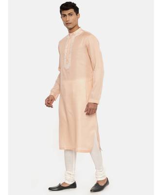 Pink Satin Silk Embroidered Kurta 3