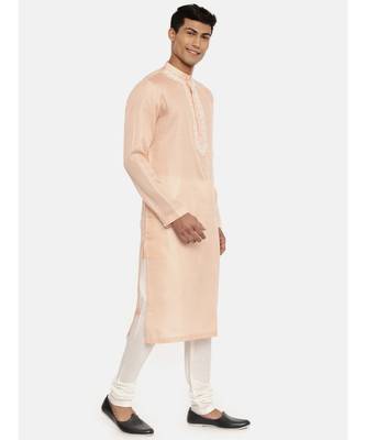 Pink Satin Silk Embroidered Kurta 4