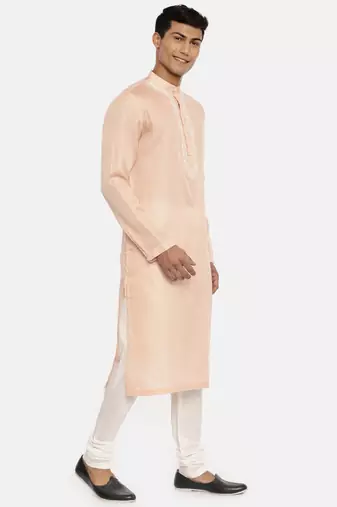 Pink Satin Silk Embroidered Kurta