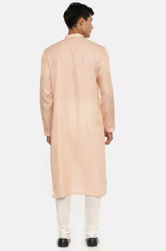 Pink Satin Silk Embroidered Kurta