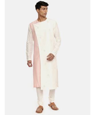 Silk Pink Ivory Embroidered Kurta 1
