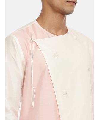 Silk Pink Ivory Embroidered Kurta 2